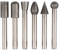 Шарошки усиленная сталь с алмазным напылением, штифт диам. 6 мм, 6 шт.
