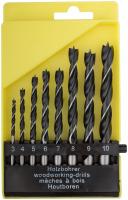 Набор сверл по дереву, пластиковый бокс, 8 шт.(3-4-5-6-8-9-10 мм)