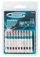 Набор бит РZ2 х 50, сталь S2, 10 шт. Gross