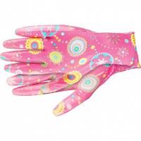 Перчатки садовые из полиэстера с нитрильным обливом, красные, S Palisad