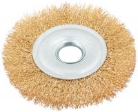Корщетка дисковая прямая, посадочный диаметр 22,2 мм, латунированная волнистая проволока 125 мм