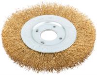 Корщетка-колесо, посадочный диаметр 22,2 мм, стальная латунированная волнистая проволока 125 мм