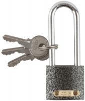 Замок навесной чугунный корпус, "Фабрика замков" (303F-30L ) 30х30 мм, длинная стальная дужка 5,3 мм