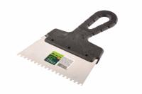 Шпатель из нержавеющей стали, 150 мм, зуб 4 х 4 мм, пластмассовая ручка Сибртех