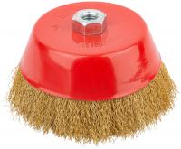 Корщетка чашечная, гайка М14, стальная латунированная волнистая проволока 150 мм