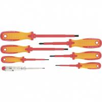 Набор диэлектрических отверток 7 шт, до 1000 В, пробник электрический до 250 В, двухкомпонентные рукоятки Matrix Professional 13355