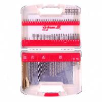 Набор сверл комбинированный, сверла по металлу 1-6 мм, бетону 4-8 мм, дереву 3-8 мм, перки, биты 44 шт, адаптер, головки 6 шт, 75 предметов Pro Matrix