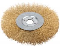Корщетка-колесо, посадочный диаметр 22,2 мм, стальная латунированная волнистая проволока 180 мм