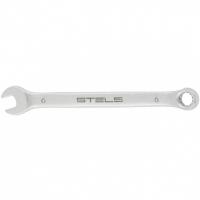 Ключ комбинированный, 6 мм, CrV, матовый хром Stels