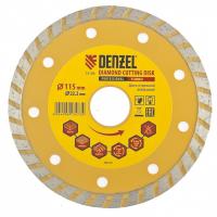 Диск алмазный, отрезной Turbo, 115 х 22.2 мм, сухая резка Denzel