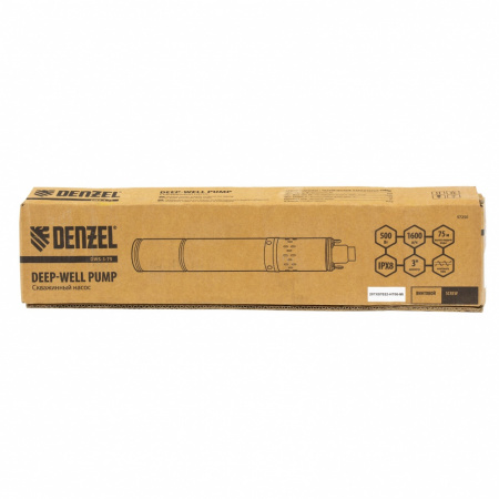 Скважинный насос DWS-3-75, винтовой, диаметр 3", 500 Вт, 1600 л/ч, напор 75 м Denzel