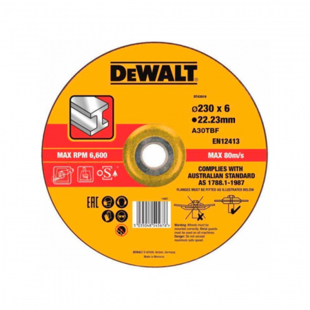 Круг шлифовальный по металлу DeWalt 230x22.2x6мм