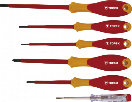 Набор отверток Topex 5шт до 1000V+тестер