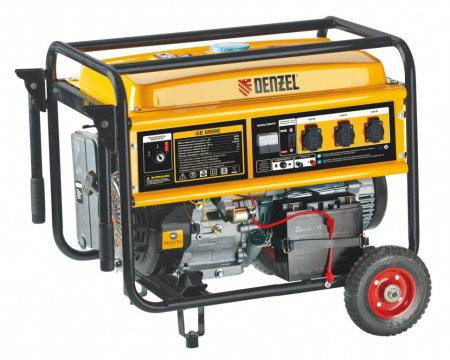 Генератор бензиновый GE 7900E, 6.5 кВт, 220 В/50 Гц, 25 л, электростартер Denzel